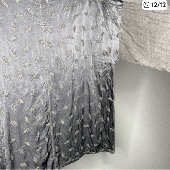 Johnny Was Boho Feather Embroidered V Neck Quarter Sleeve Blouse T Shirt Top - Picture 7 of 8